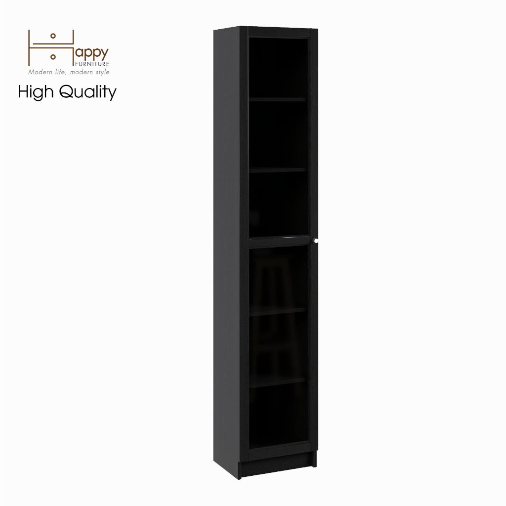 HAPPY FURNITURE , kệ sách 6 tầng cửa kính size nhỏ - CATY , KSA_011 , 40cm x 30cm x 202cm