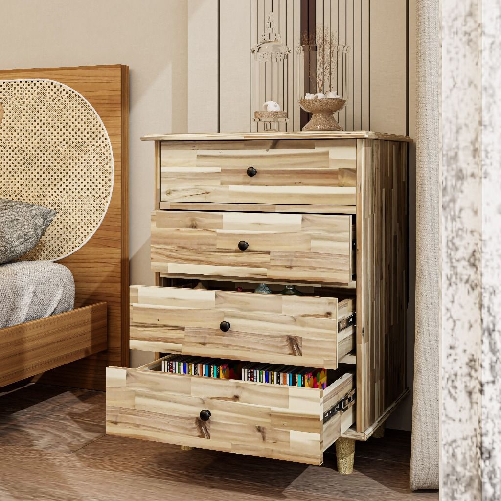 HAPPY FURNITURE , gỗ tự nhiên , Tủ lưu trữ 3 ngăn kéo - FARAH , THK_179 , 60cm x 45cm x 82cm