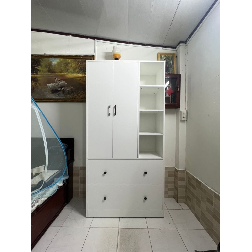 HAPPY FURNITURE , Tủ quần áo đa năng kết hợp kệ - SALY , TCM_008 , 90cm x 40cm x 180cm