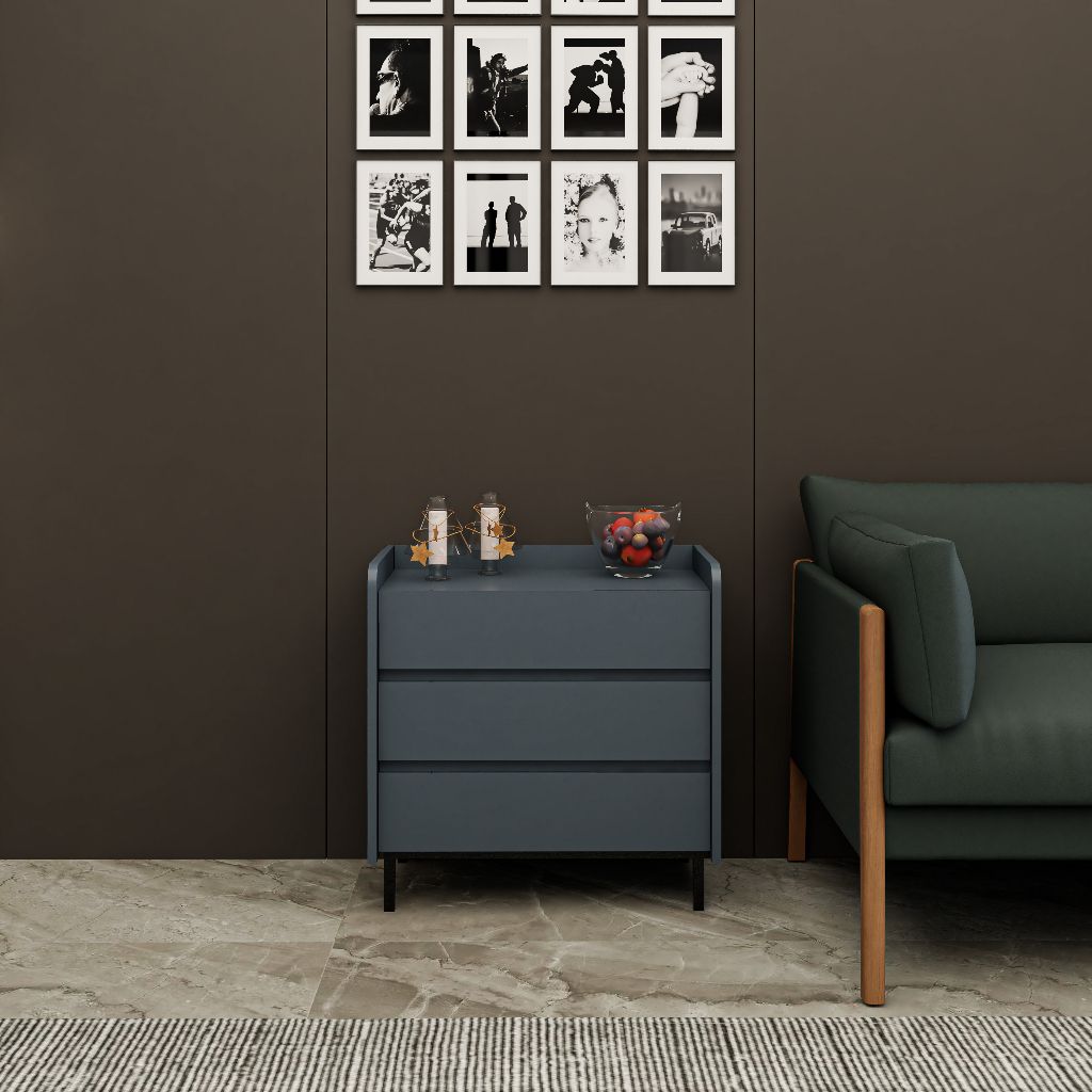 HAPPY FURNITURE , Tủ lưu trữ 3 ngăn kéo chân sắt - LAVIA , THK_154 , 66cm x 40cm x 66cm