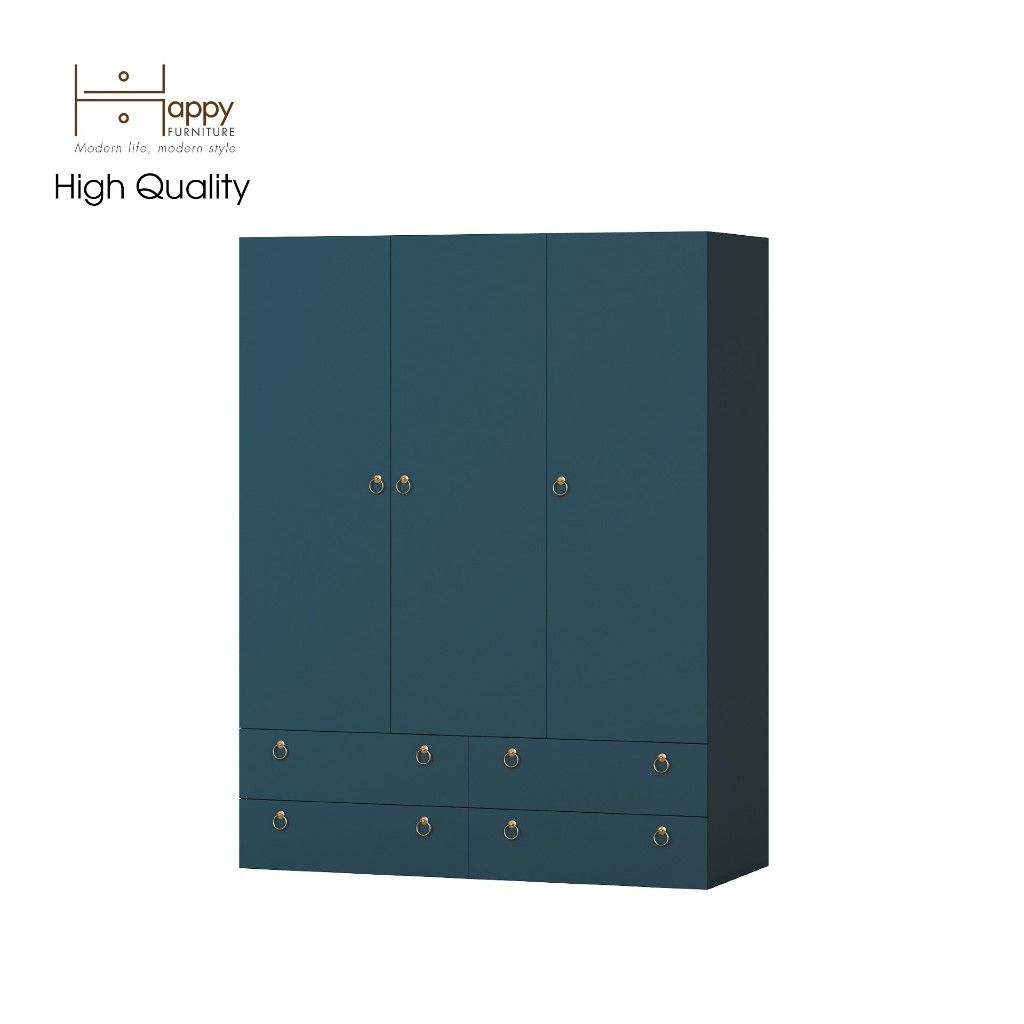 HAPPY FURNITURE , Tủ quần áo 4 ngăn kéo 3 ngăn cửa mở - WESLEY , TCM_019 , 140cm x 58cm x 180cm