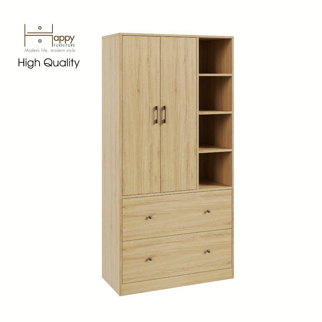 HAPPY FURNITURE , Tủ quần áo đa năng kết hợp kệ - SALY , TCM_008 , 90cm x 40cm x 180cm