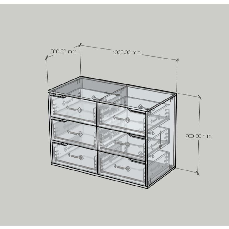HAPPY FURNITURE , Tủ lưu trữ 6 ngăn kéo - ASO, THK_341 , 100cm x 50cm x 70cm DxRxC