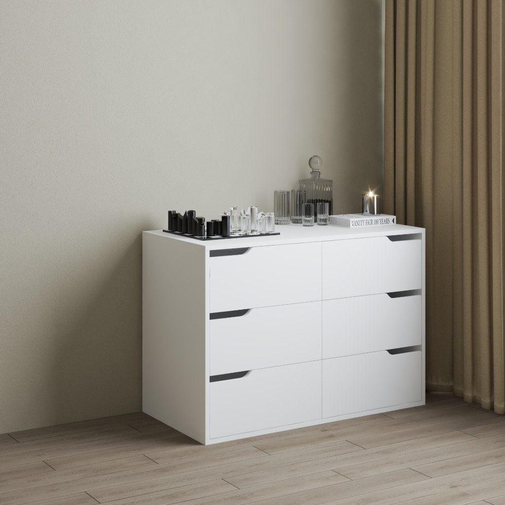 HAPPY FURNITURE , Tủ lưu trữ 6 ngăn kéo - ASO, THK_341 , 100cm x 50cm x 70cm DxRxC