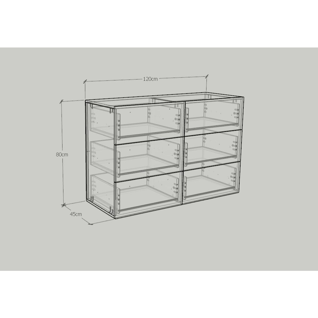 HAPPY FURNITURE , Tủ đựng đồ 6 ngăn kéo - WESLEY , THK_044 , 120cm x 45cm x 80cm