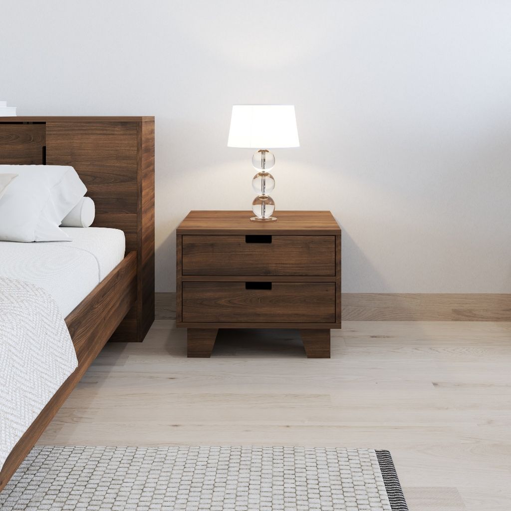 HAPPY FURNITURE , ALVA - Táp đầu giường 2 ngăn kéo , THK_226 , 50cm x 40cm x 40cm DxRxC