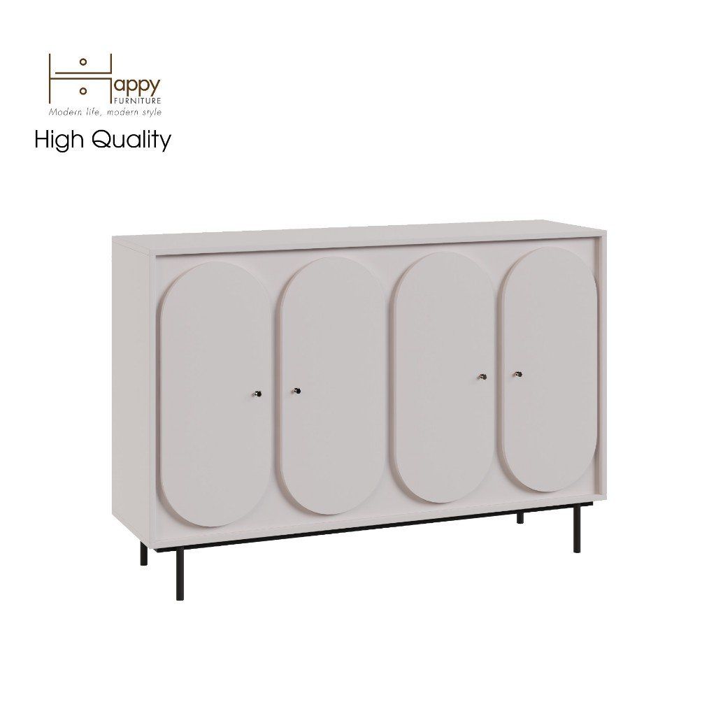HAPPY FURNITURE , Tủ đựng đồ 4 cửa mở chân sắt - SWEETY , TCM_062 , 140cm x 40cm x 95cm