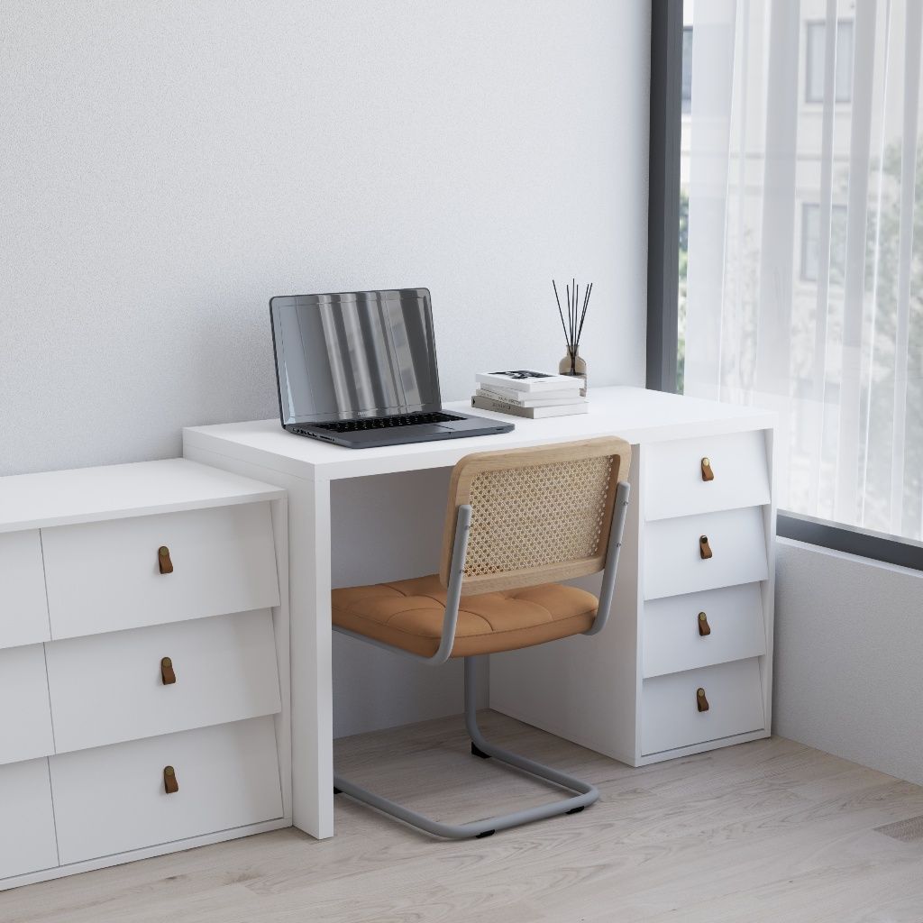 HAPPY FURNITURE , Bàn làm việc 4 ngăn kéo - CALYN , BAN_153 , 120cm x 55cm x 75cm DxRxC