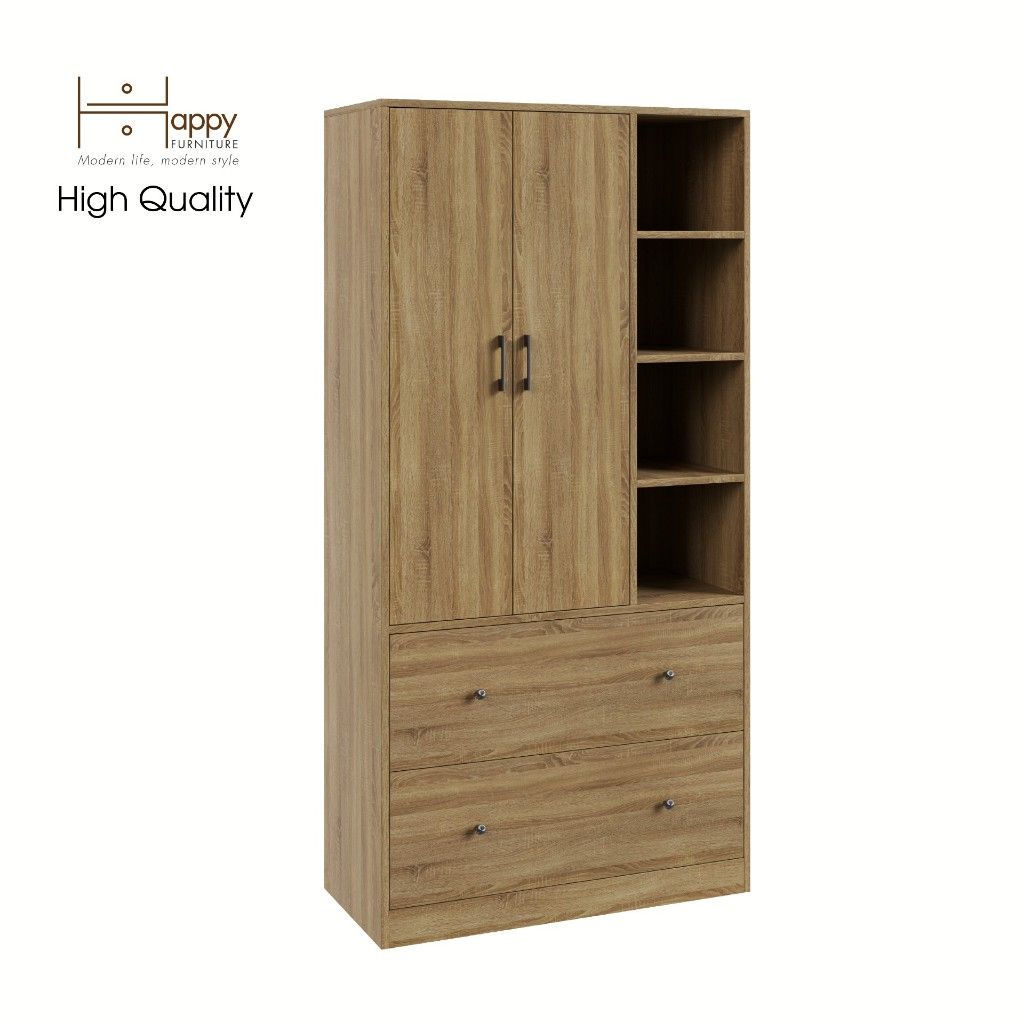 HAPPY FURNITURE , Tủ quần áo đa năng kết hợp kệ - SALY , TCM_008 , 90cm x 40cm x 180cm