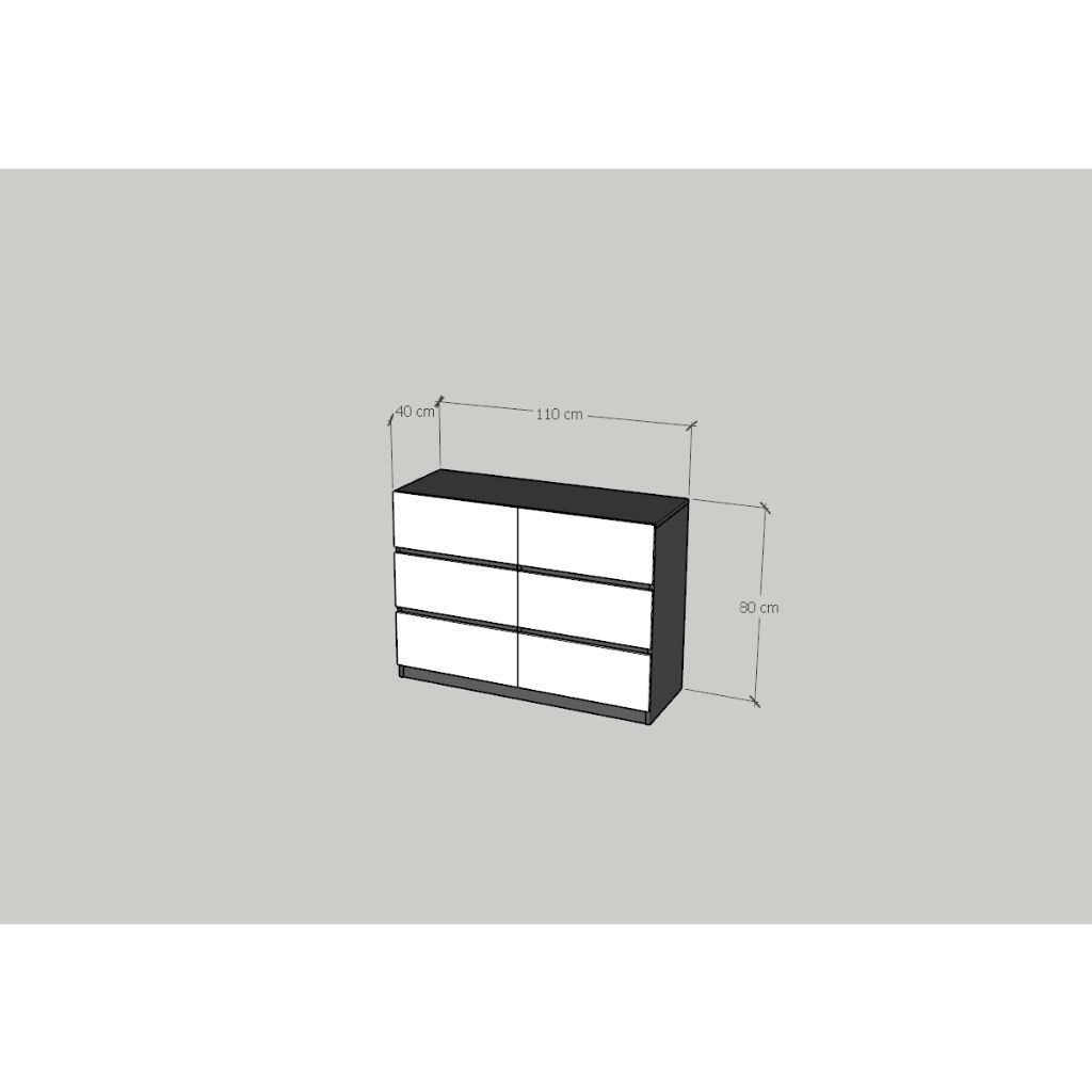 HAPPY FURNITURE , Tủ lưu trữ 6 ngăn kéo - KALA, THK_291 ,110cm x 40cm x 80cm DxRxC