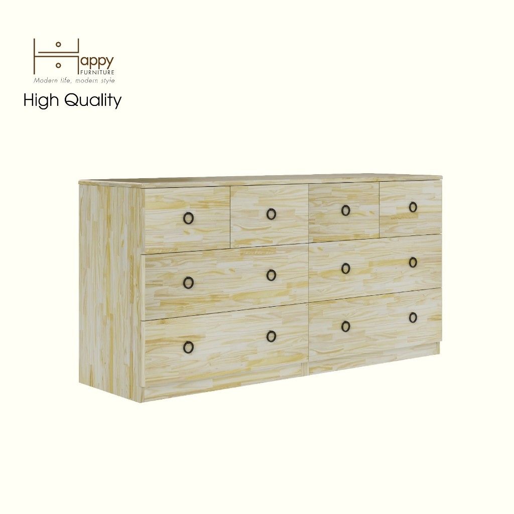 HAPPY FURNITURE , gỗ tự nhiên , Tủ lưu trữ 8 ngăn kéo - YANNA , THK_187 , 150cm x 45cm x 76cm