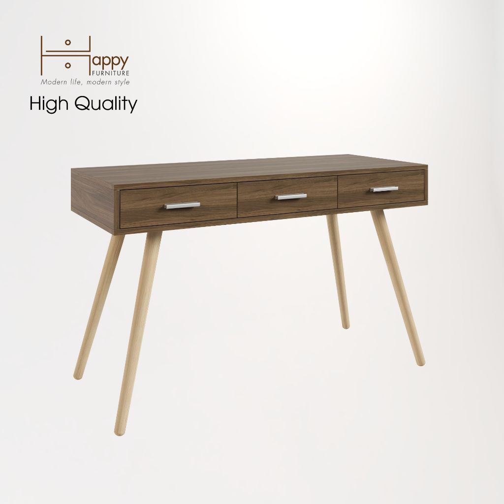 HAPPY FURNITURE , Bàn làm việc 3 ngăn chân gỗ chéo - OSRI , BAN_003 , 120cm x 50cm x 75cm