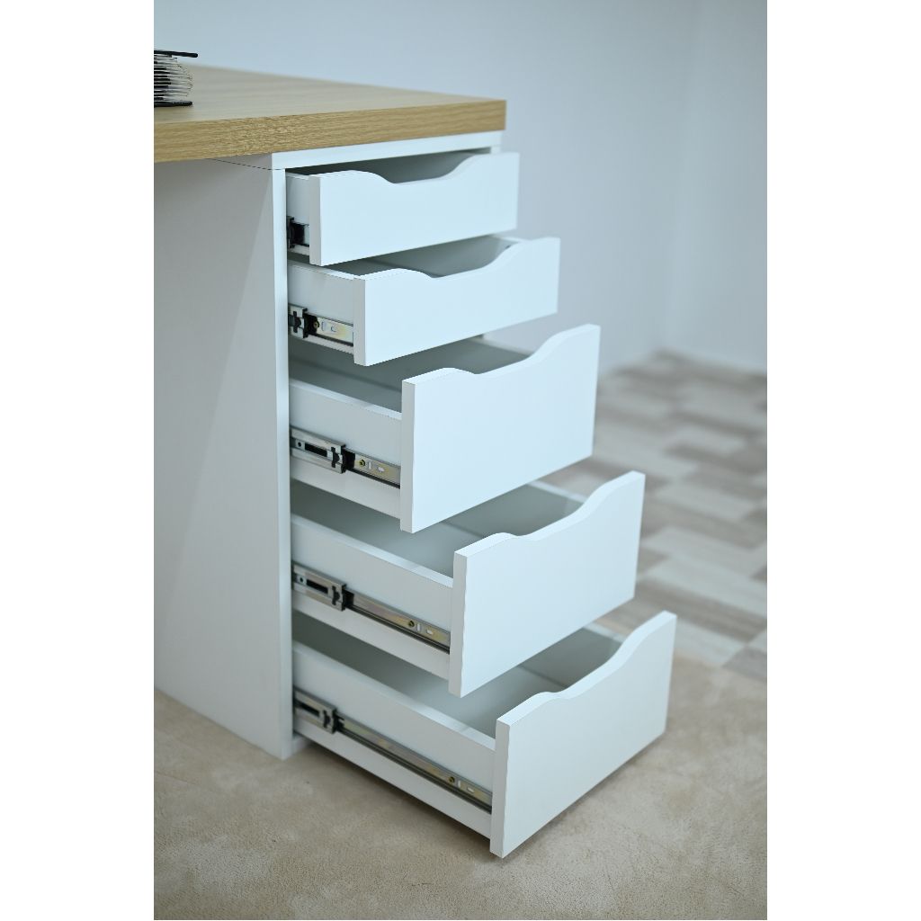 HAPPY FURNITURE , Bàn làm việc 2 bên ngăn tủ 2m x 60cm - LIDA , BAN_025 , 200cm x 60cm x 73cm