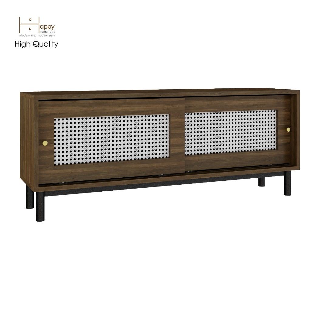 HAPPY FURNITURE , Tủ lưu trữ 2 cánh lùa chân sắt - ROTAN , TCL_031 , 120x30x48cm