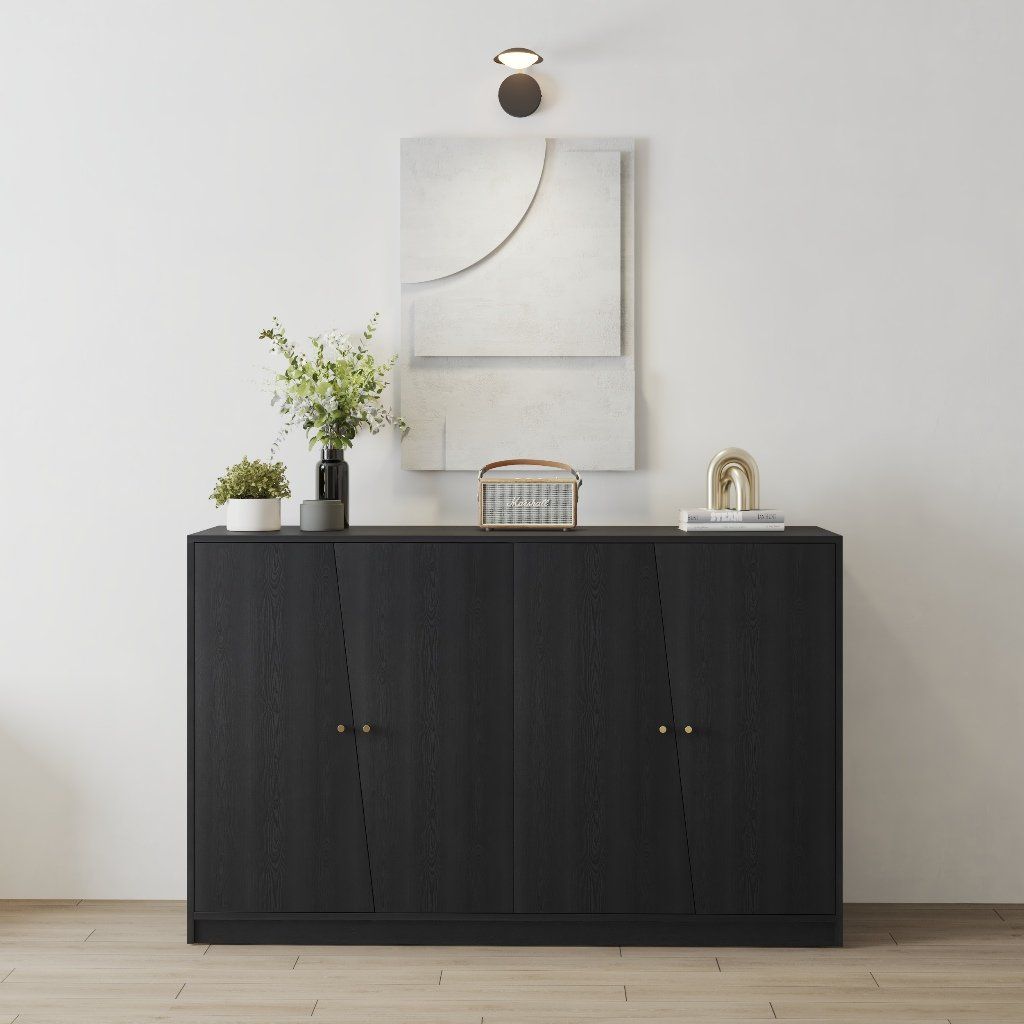 HAPPY FURNITURE , Tủ lưu trữ 4 cửa mở - DALEY , TCM_257 , 160cm x 45cm x 100cm DxRxC