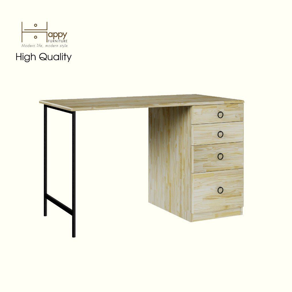 HAPPY FURNITURE , Gỗ tự nhiên , Bàn làm việc 4 ngăn kéo - YANNA , BAN_102 , 120cm x 59cm x 75cm