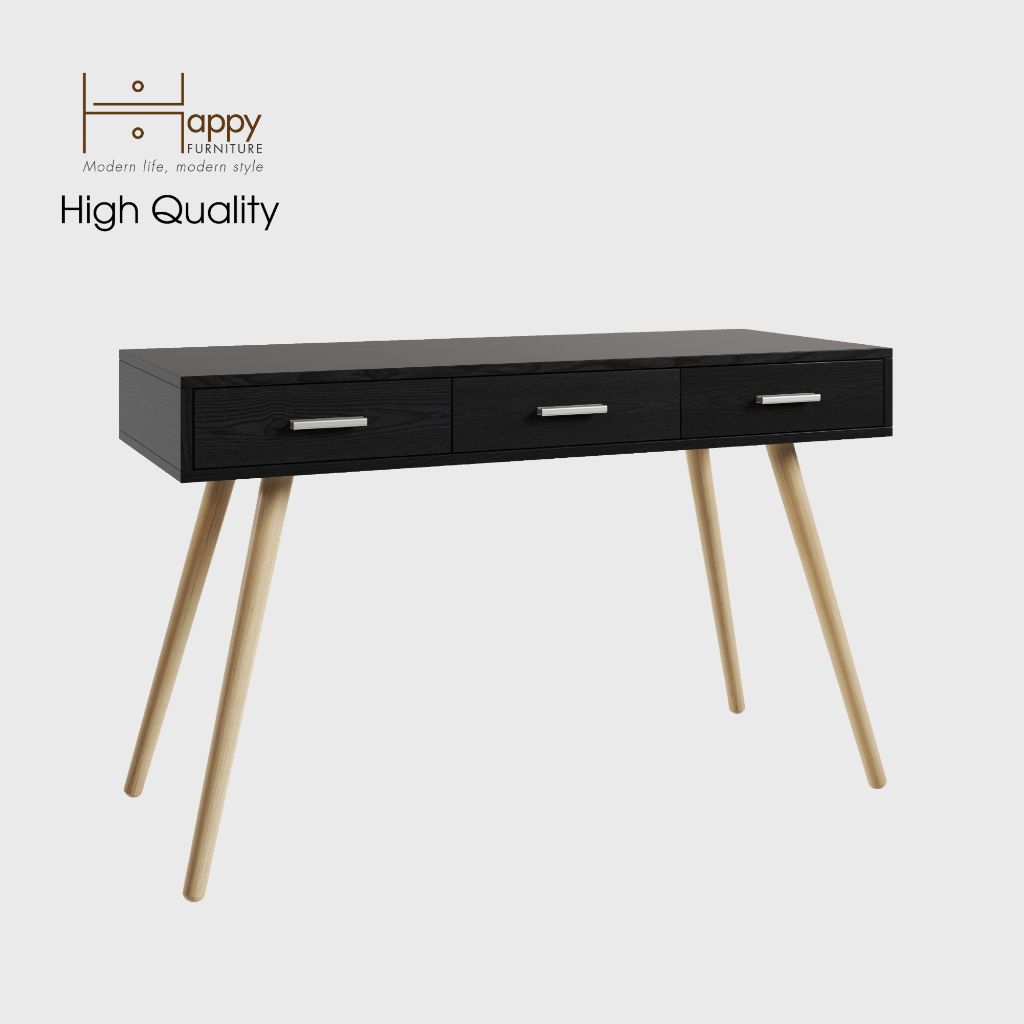 HAPPY FURNITURE , Bàn làm việc 3 ngăn chân gỗ chéo - OSRI , BAN_003 , 120cm x 50cm x 75cm