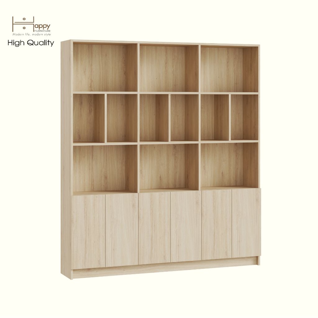 HAPPY FURNITURE , Kệ sách 6 cửa mở - CATY, KSA_084 , 160cm x 28cm x 180cm DxRxC