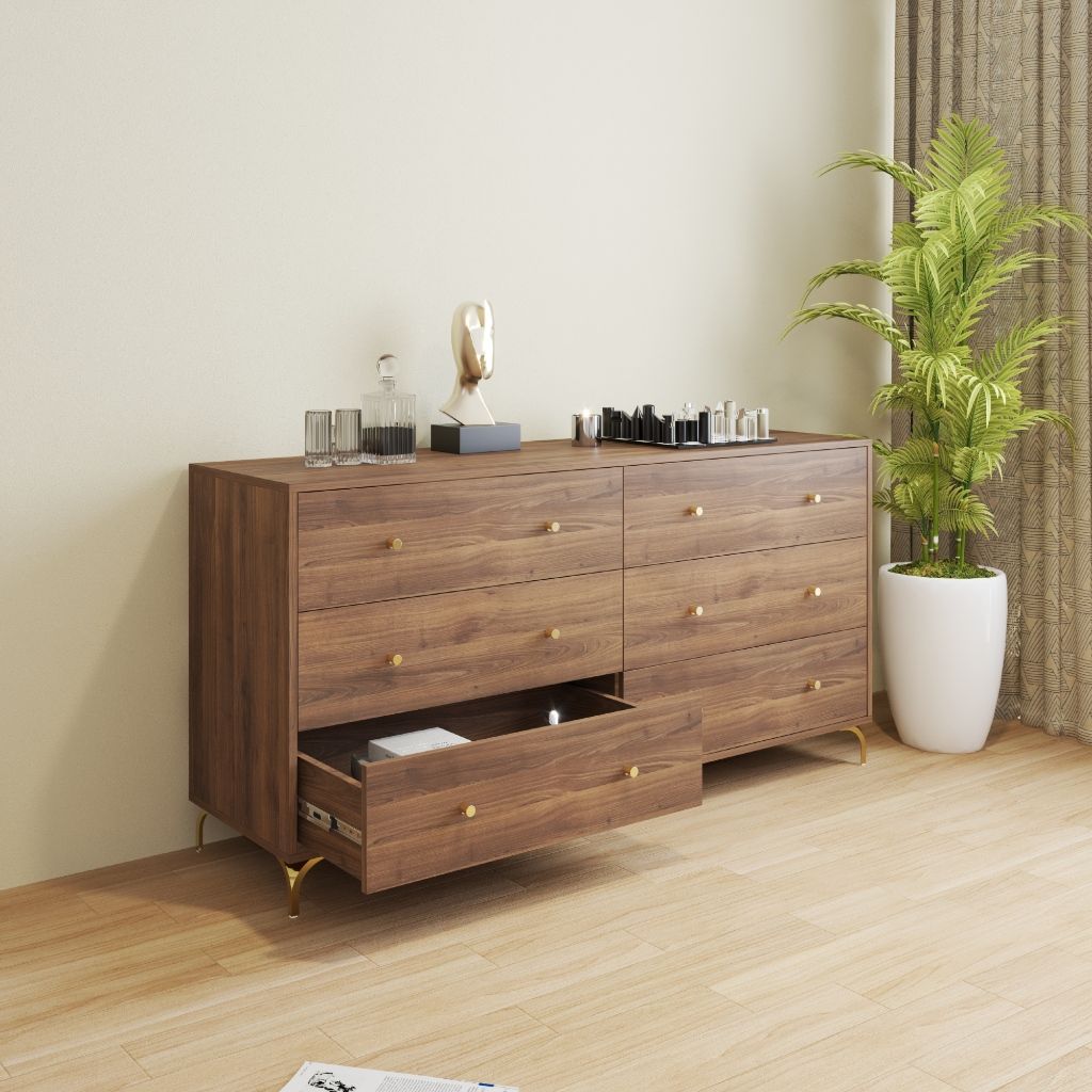 HAPPY FURNITURE , Tủ lưu trữ 6 ngăn kéo - HAPPI, THK_271 , 160cm x 45cm x 82cm DxRxC