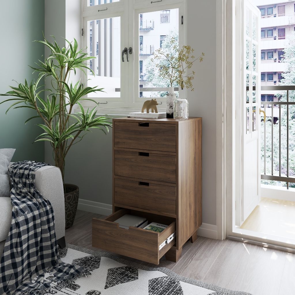 HAPPY FURNITURE , ALVA - Tủ lưu trữ 4 ngăn kéo , THK_228 , 50cm x 45cm x 90cm DxRxC