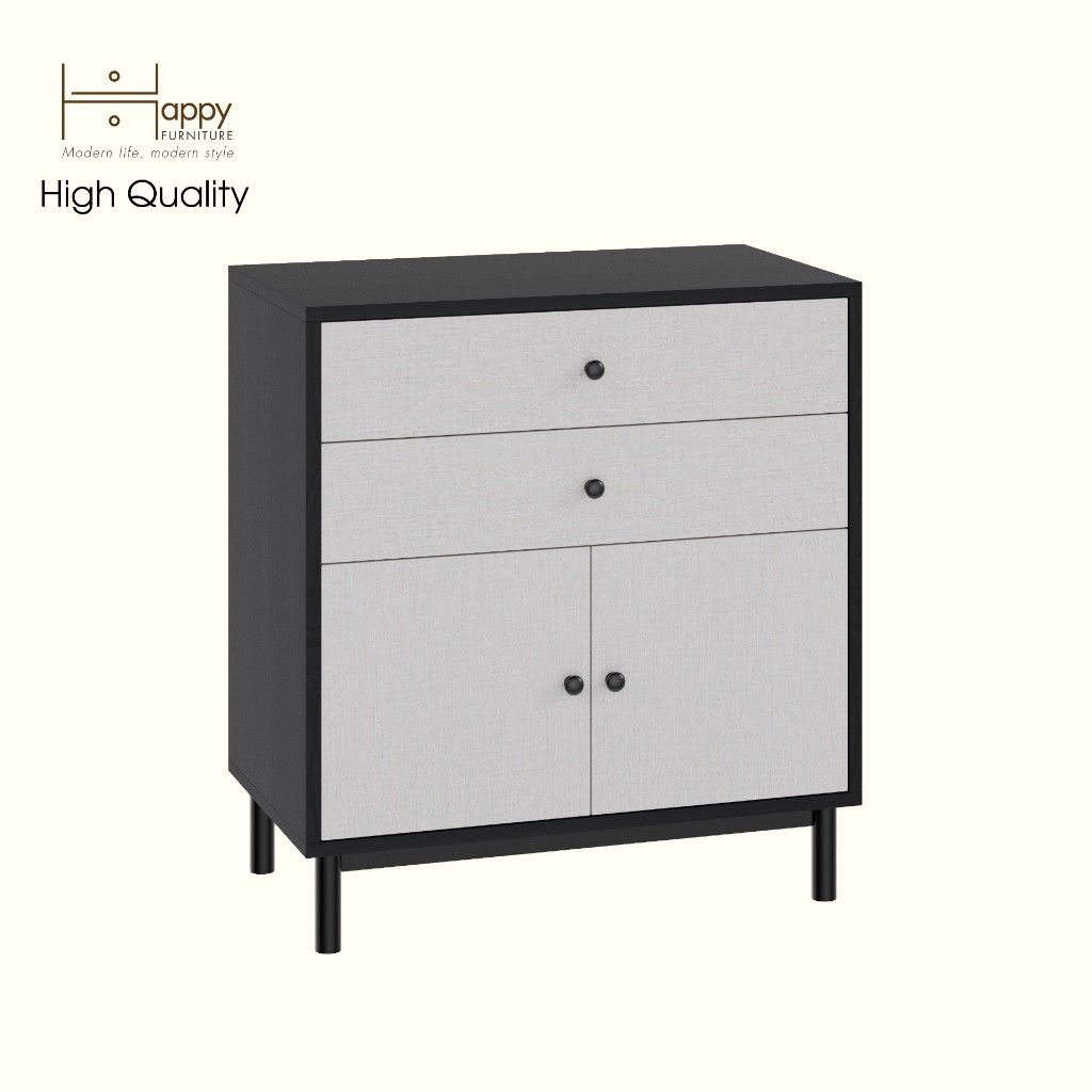 HAPPY FURNITURE , Tủ lưu trữ 2 ngăn kéo 2 cánh mở- LIVIK, TLT_054 , 70cm x 40cm x 76cm DxRxC