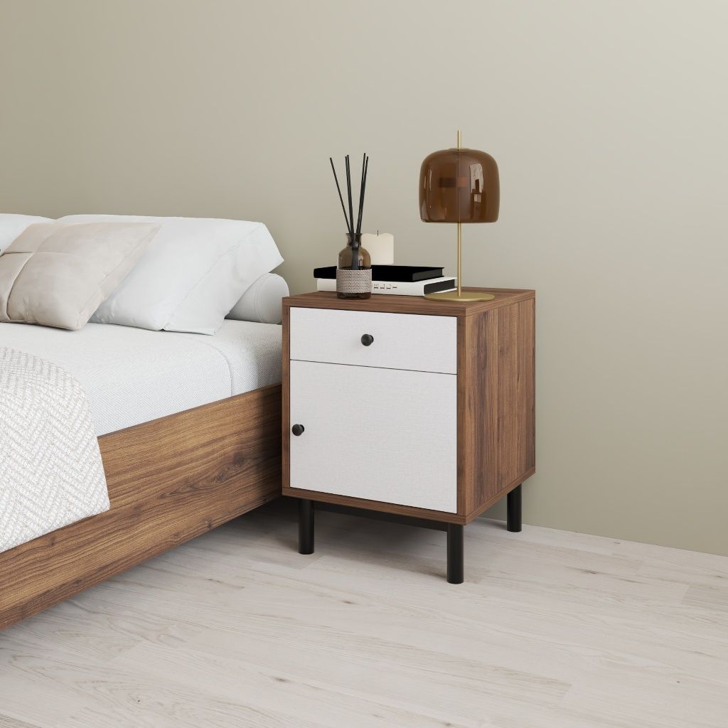 HAPPY FURNITURE , Táp đầu giường 1 cửa mở - LIVIK, TLT_053 , 40cm x 40cm x 52cm DxRxC