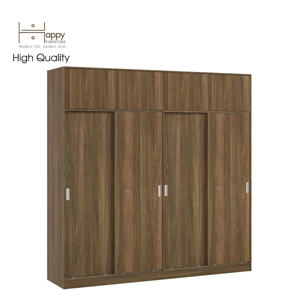 HAPPY FURNITURE , Tủ quần áo cửa lùa 2m2x2m2 - ELEGANT , TCL_007 , 220cm x 54cm x 220cm