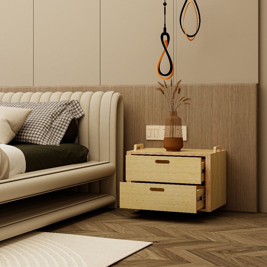 HAPPY FURNITURE , Gỗ tự nhiên , Tủ lưu trữ 2 ngăn kéo gỗ Plywood - GAMOR , THK_203 , 60cm x 40cm x 50cm DxRxC