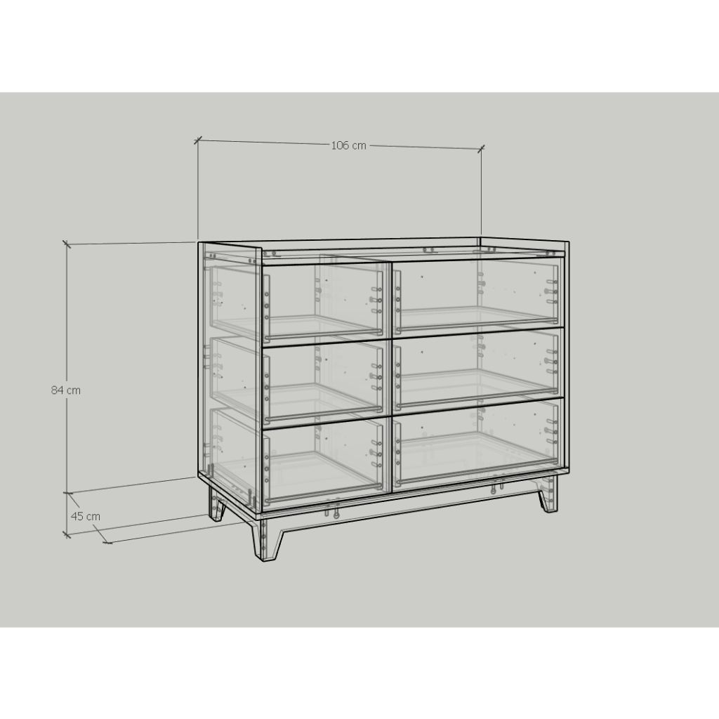 HAPPY FURNITURE , Tủ đựng đồ 6 ngăn kéo - KINA , THK_073 , 106cm x 45cm x 84cm