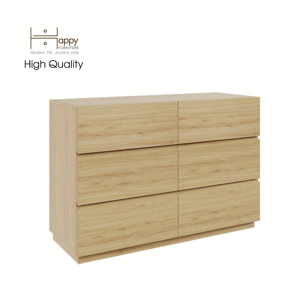HAPPY FURNITURE , Tủ đựng đồ 6 ngăn kéo - MACRO , THK_038 , 120cm x 47cm x 82cm