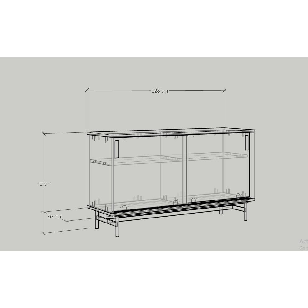 HAPPY FURNITURE , Tủ đựng đồ 2 cánh lùa chân sắt - LUCA , TCL_020 , 128cm x 36cm x 70cm
