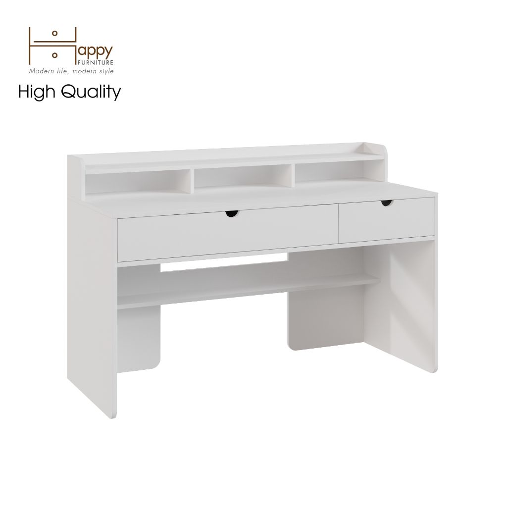 HAPPY FURNITURE , Bàn làm việc 2 ngăn kéo - CIRCLE , BAN_046 , 140cm x 60cm x 91cm