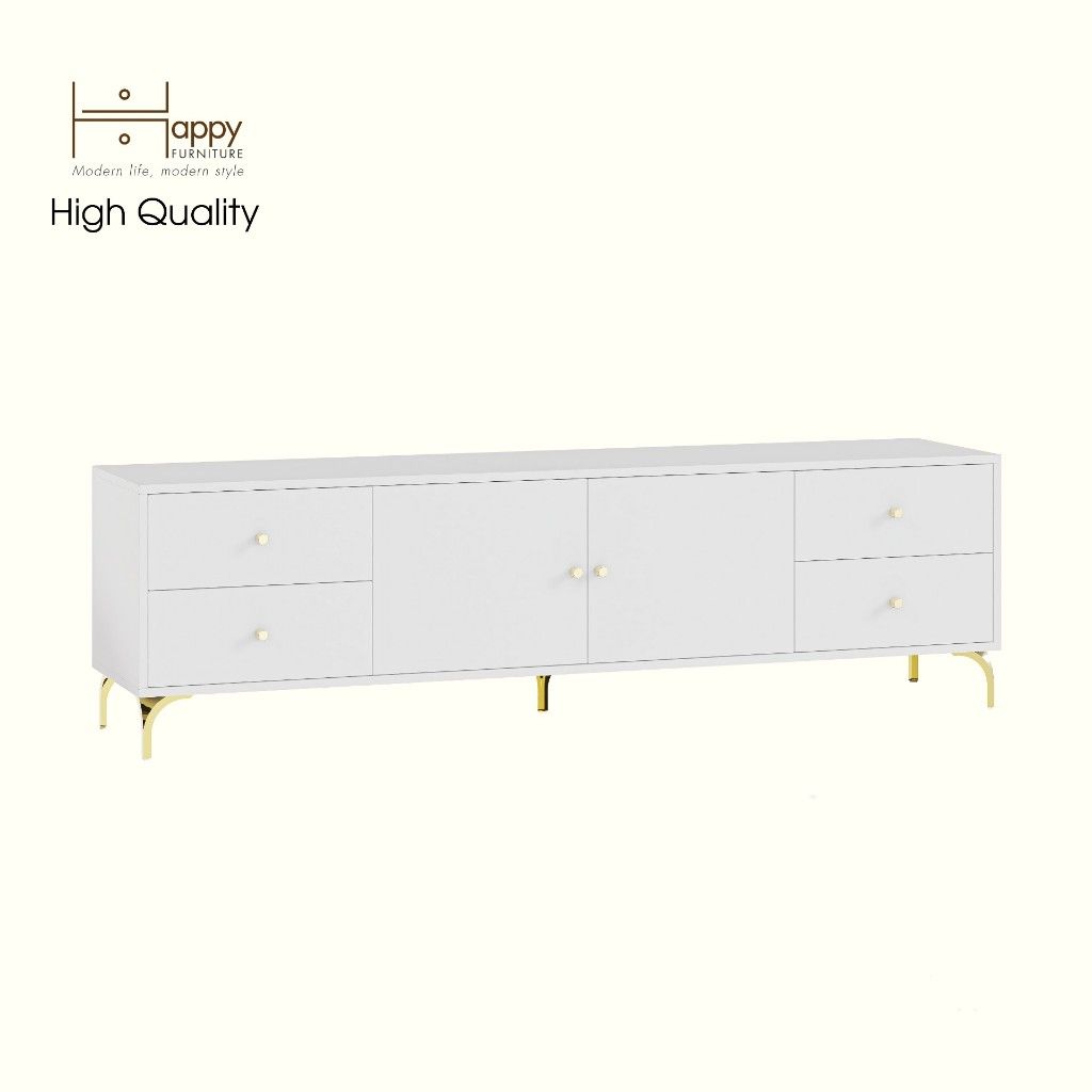HAPPY FURNITURE , Kệ TV 2 cửa mở 4 ngăn kéo - HAPPI, KTV_082 , 180cm x 40cm x 52cm DxRxC