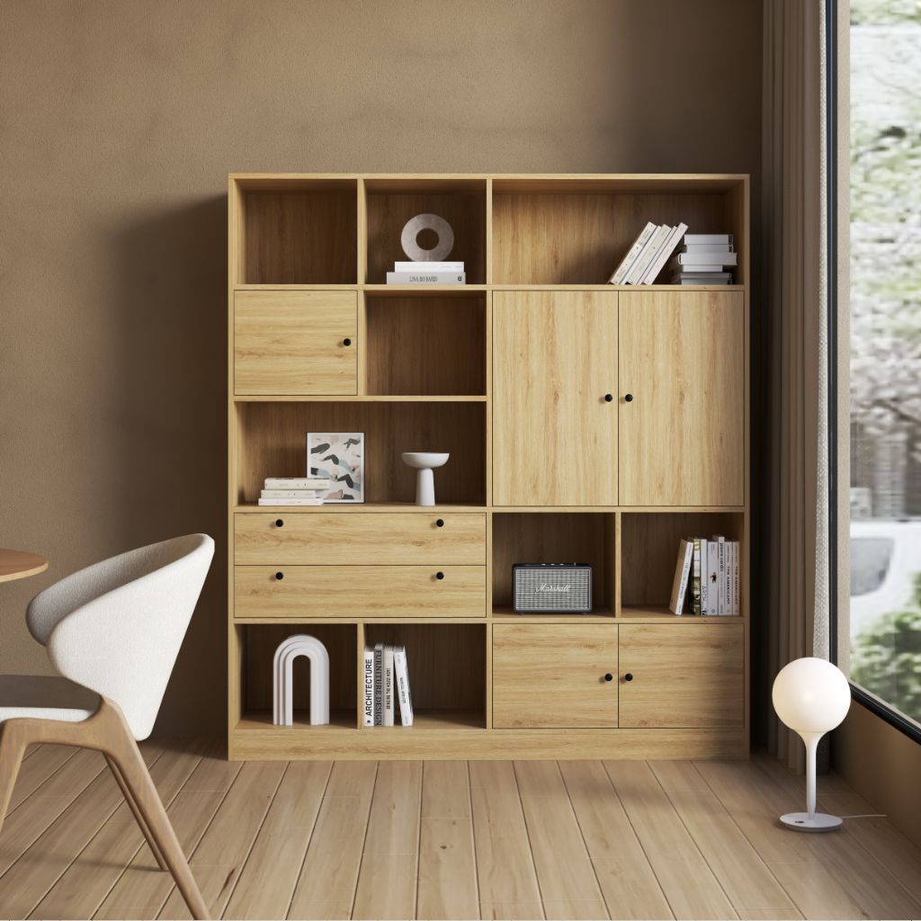 HAPPY FURNITURE , Kệ sách nhiều ngăn - CATY , KSA_026 , 160cm x 38cm x 180cm