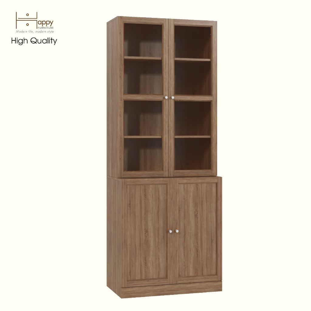 HAPPY FURNITURE , Kệ sách cửa kính 4 cánh mở - SCANDINA , KSA_048 , 81cm x 47cm x 212cm