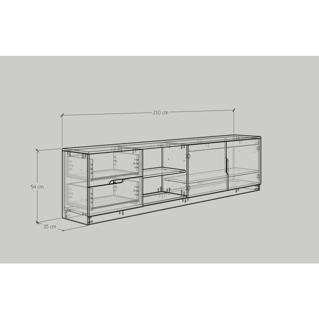 HAPPY FURNITURE , Kệ Tivi nhiều ngăn - DASH , KTV_007 , 210cm x 35cm x 54cm