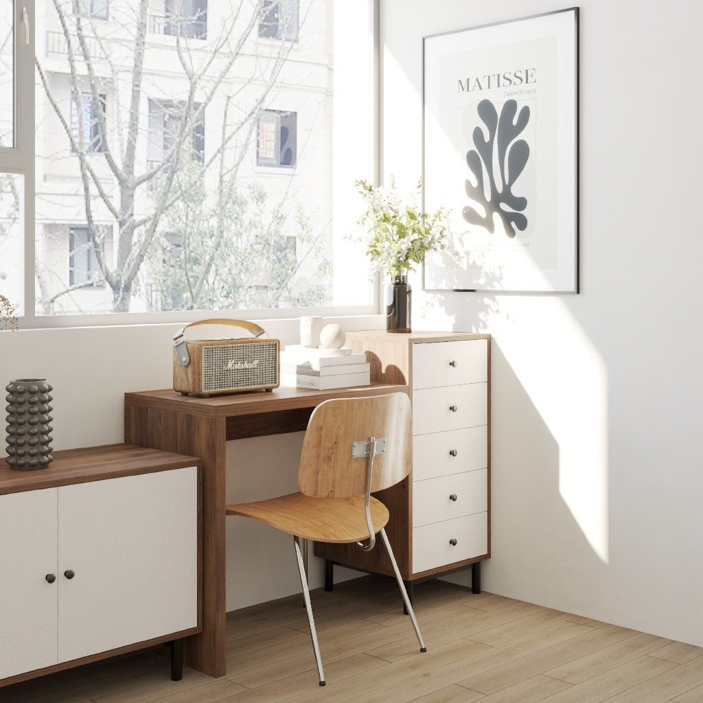 HAPPY FURNITURE , Bàn trang điểm 5 ngăn kéo - LIVIK, BAN_143 , 120cm x 45cm x 78cm DxRxC