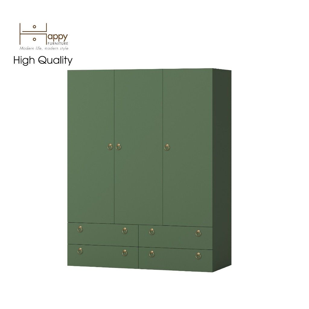 HAPPY FURNITURE , Tủ quần áo 4 ngăn kéo 3 ngăn cửa mở - WESLEY , TCM_019 , 140cm x 58cm x 180cm