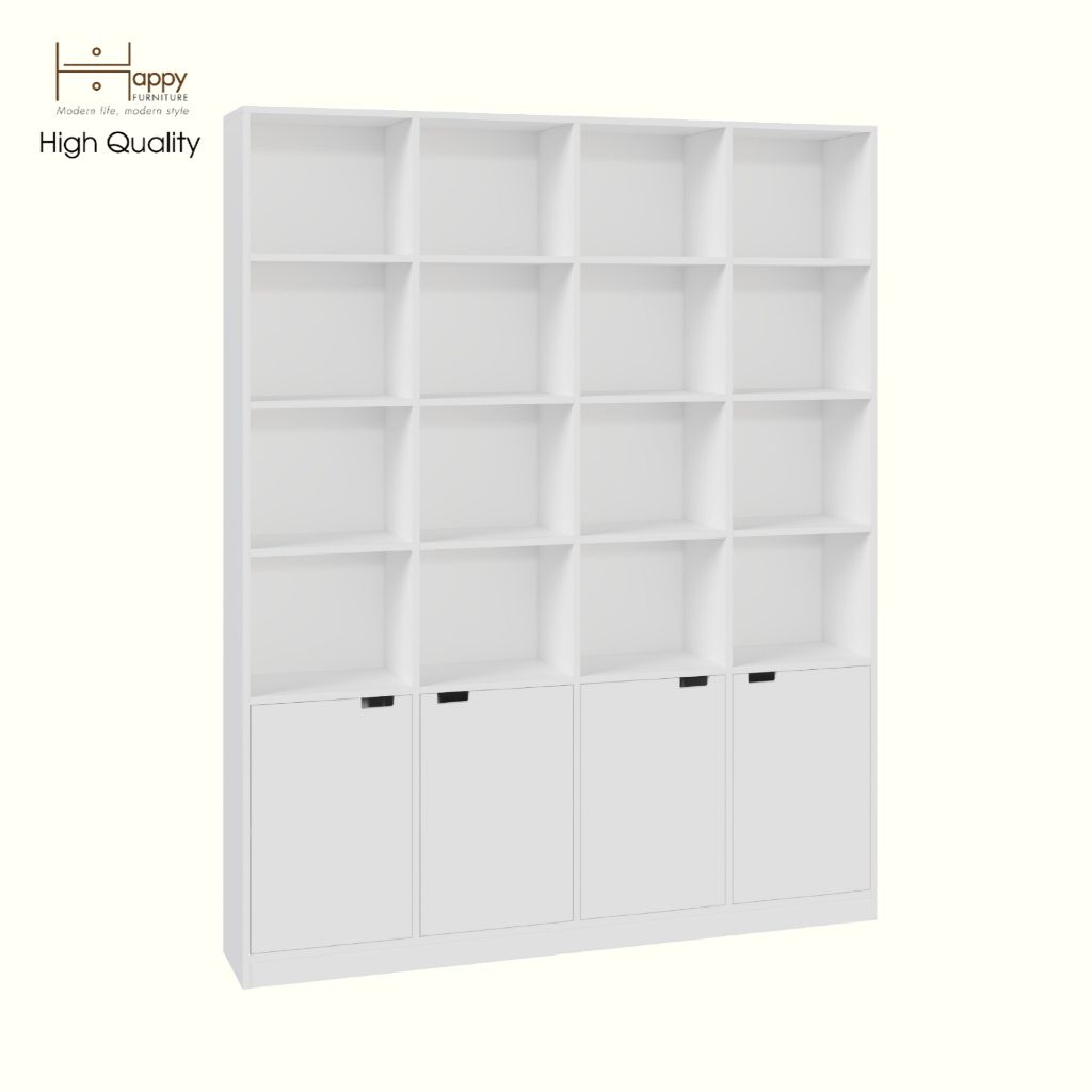 HAPPY FURNITURE , ALVA - Kệ sách 4 cửa mở, KSA_071 , 160cm x 28cm x 200cm DxRxC