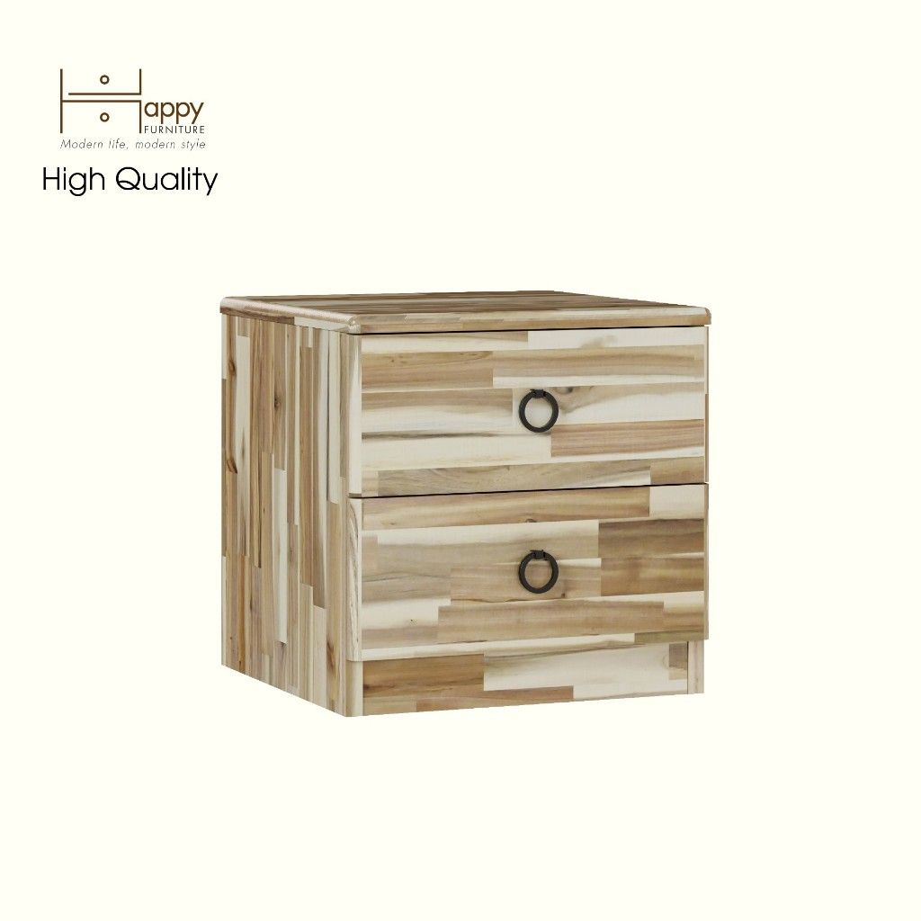 HAPPY FURNITURE , gỗ tự nhiên , Táp đầu giường 2 ngăn kéo - YANNA , THK_184 , 40cm x 40cm x 40cm