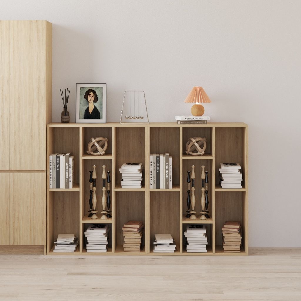 HAPPY FURNITURE ,COMBO 2 kệ sách 7 ngăn - CATY , KSA_097 , 154cm x 28cm x 100cm DxRxC