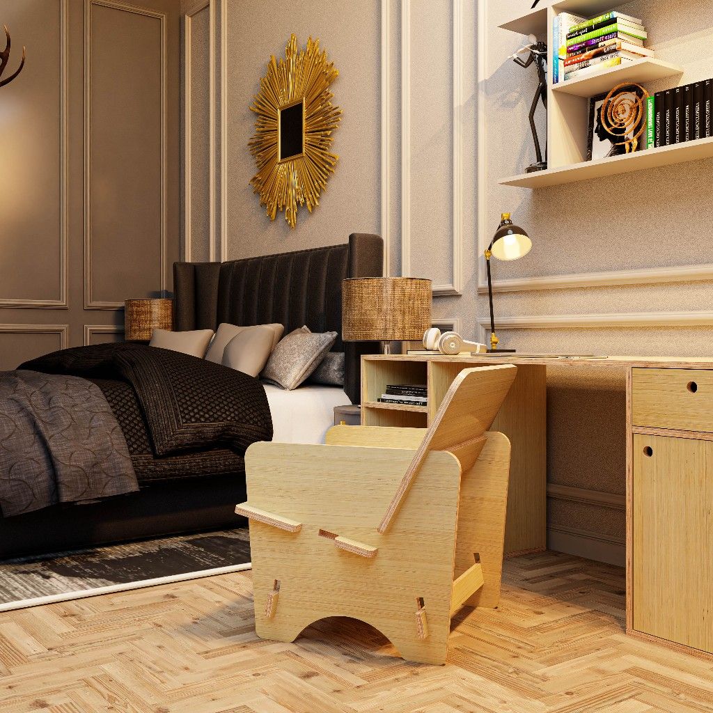 HAPPY FURNITURE , Gỗ tự nhiên , Ghế gỗ Plywood - SANARI , GHE_010 , 62cm x 61cm x 74cm DxRxC