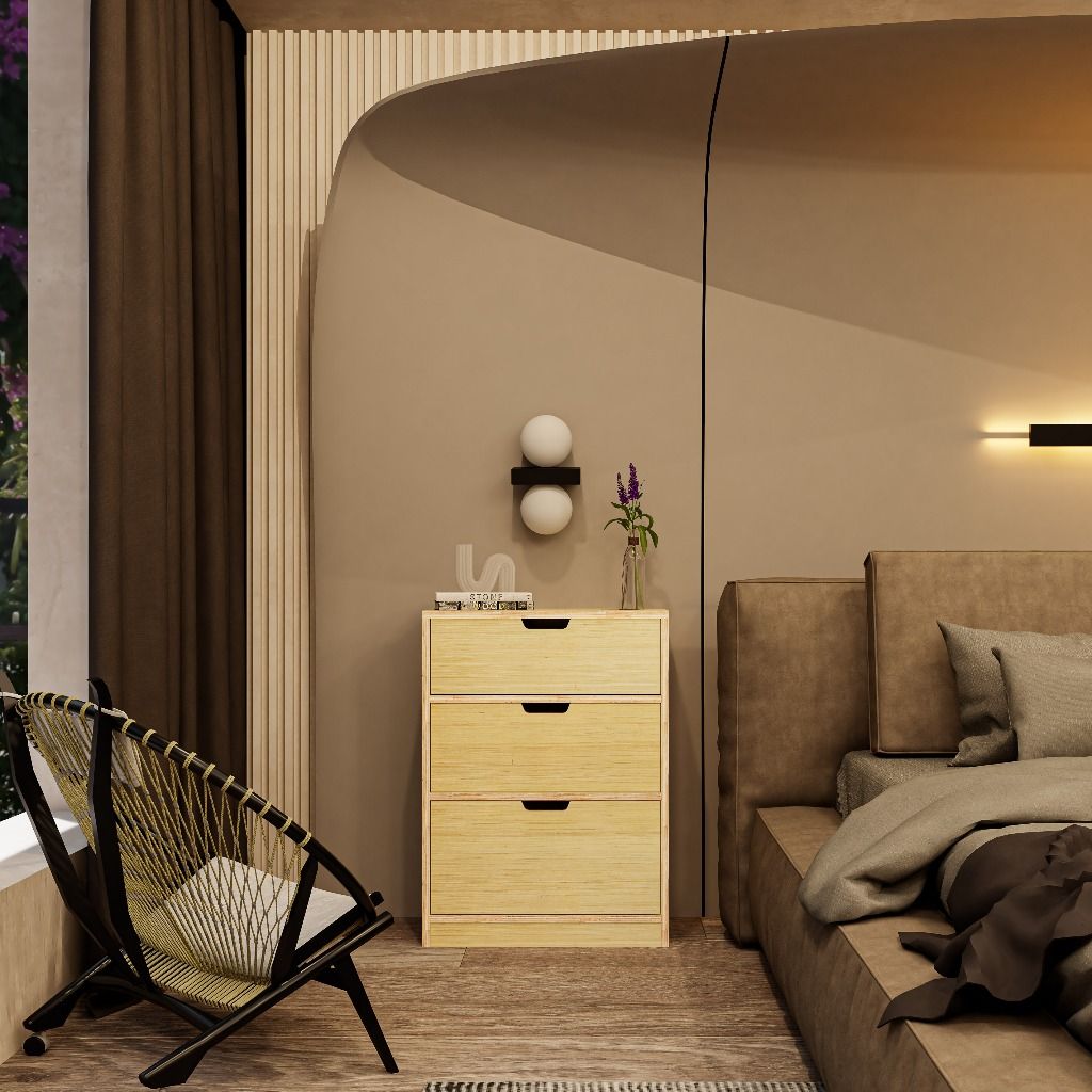 HAPPY FURNITURE , Gỗ tự nhiên , Tủ lưu trữ 3 ngăn kéo gỗ Plywood - AIDAN , THK_195 , 60cm x 32cm x 82cm DxRxC