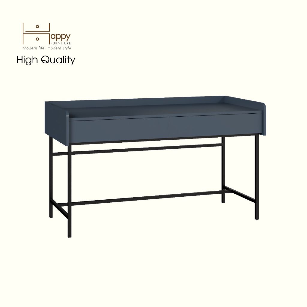 HAPPY FURNITURE , Bàn làm việc 2 ngăn kéo chân sắt - LAVIA , BAN_087, 140cm x 59cm x 80cm