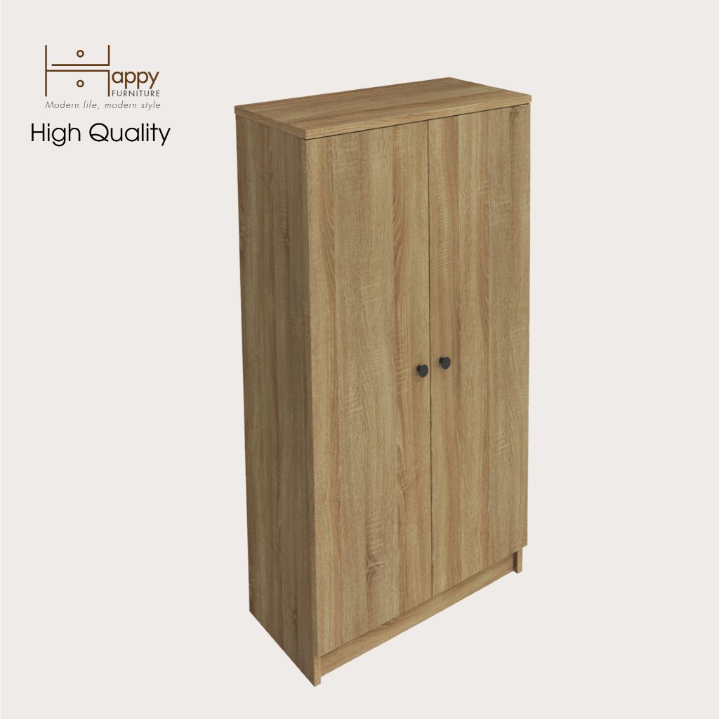 HAPPY FURNITURE , kệ sách 3 tầng 2 cửa mở - CATY , KSA_003 , 60cm x 30cm x 109cm