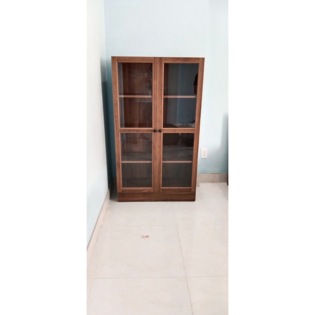 HAPPY FURNITURE , Kệ sách 4 tầng cửa kính 2 cánh mở - SCANDINA , KSA_044 , 81cm x 36cm x 132cm