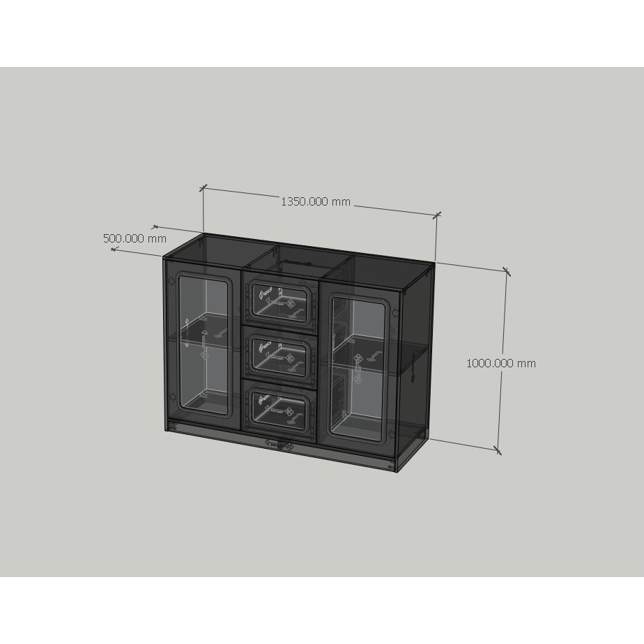 HAPPY FURNITURE , Tủ lưu trữ 3 ngăn kéo 2 cửa mở - TASY ,TLT_062 , 135cm x 50cm x 100cm DxRxC