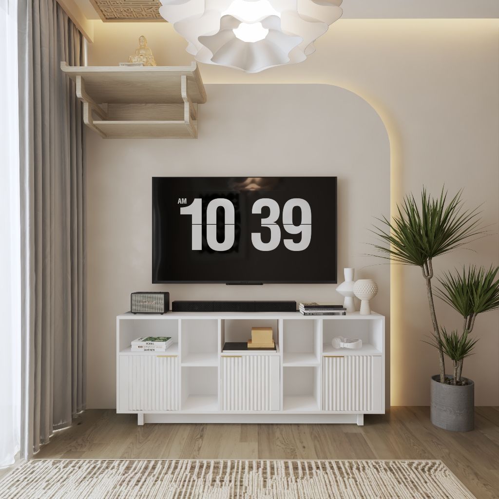 HAPPY FURNITURE , Kệ TV 3 cửa mở - NAMI, KTV_073 , 160cm x 30cm x 66cm DxRxC
