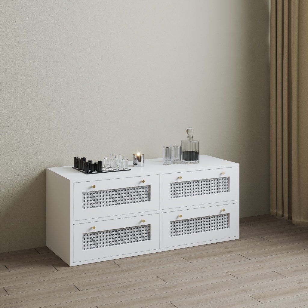 HAPPY FURNITURE , Tủ lưu trữ 4 ngăn kéo - MAY , THK_306 , 110cm x 45cm x 47cm DxRxC