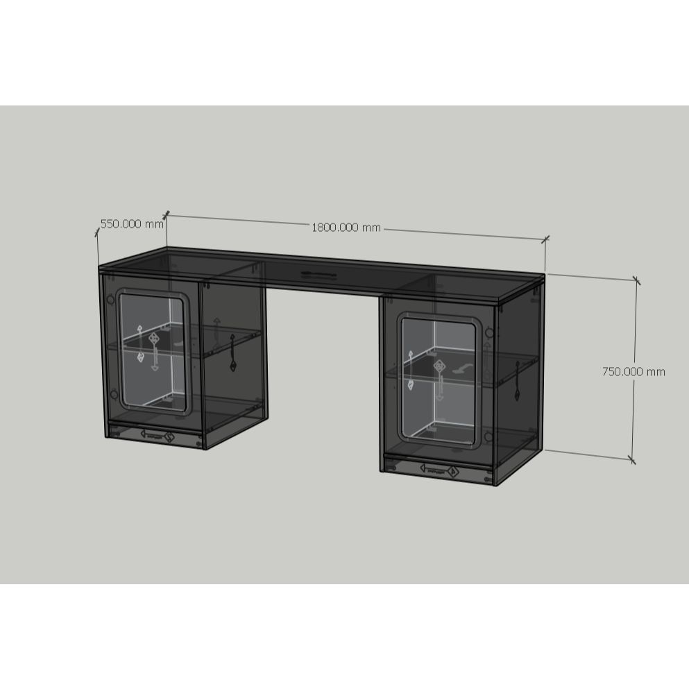 HAPPY FURNITURE , Bàn làm việc 2 cửa mở - TASY ,BAN_155, 180cm x 55cm x 75cm DxRxC